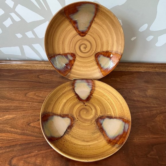 Sango Dining 2 Sango Splash Brown Dinner Plates 1 Drip Glazed Stoneware 4951 Discontinued